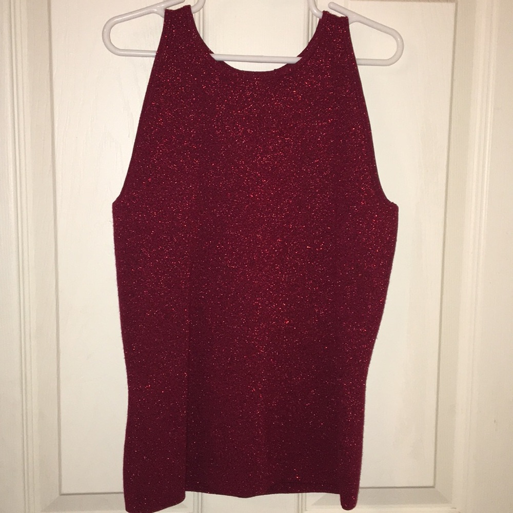 Small Red Sparkly Sweater Tank Top
